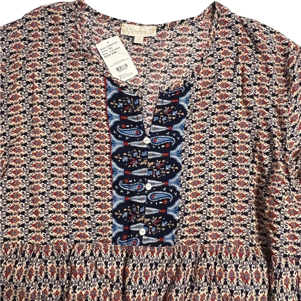 Weekend Suzanne Betro Tunic 4X Blue Red Paisley - Picture 2 of 7